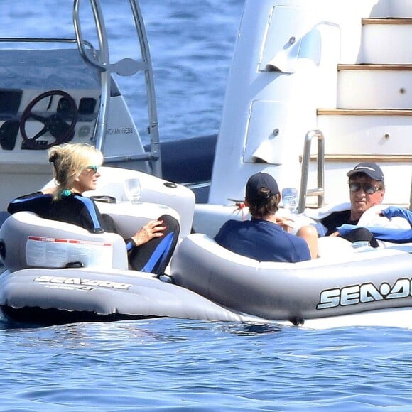 Sylvester Stallone en famille dans le sud de la France, le 14 juillet 2015.