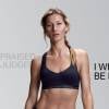 Gisele Bündchen, égérie d'Under Armour et de la campagne "I will what I want", prête son visage au nouvel Armour Bra de la marque américaine.