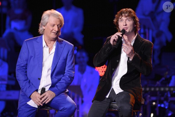 Exclusif - Patrick Sébastien et son fils Olivier Villa - Patrick Sébastien fête ses 40 ans de scène à l'Olympia à Paris, le 14 novembre 2014.