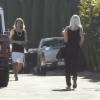 Plusieurs jolies jeunes femmes ont été aperçus à la sortie de la nouvelle maison de Scott Disick, à Beverly Hills. Le 16 juillet 2015.