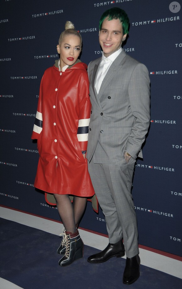 Richard Hilfiger et sa compagne Rita Ora - Photocall de l'inauguration de la boutique Tommy Hilfiger Bd des Capucines à Paris le 31 mars 2015.