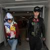 Rita Ora, qui porte une sweat à capuche Adidas désigné par elle-même, et son compagnon Ricky Hilfiger arrivent à l'aéroport Heathrow de Londres, en provenance de Los Angeles. Le 11 février 2015