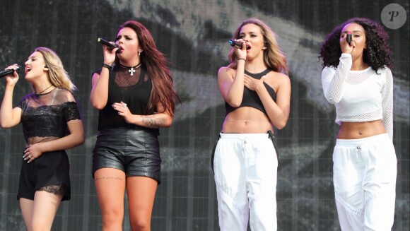 Perrie Edwards, Jesy Nelson, Jade Thirlwall et Leigh-Anne Pinnock du groupe Little Mix lors du British Summer Time Festival au Hyde Park à Londres, le 13 juillet 2014. 