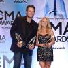 Blake Shelton et Miranda Lambert lors des Country Music Awards à la Bridgestone Arena de Nashville, le 6 novembre 2013