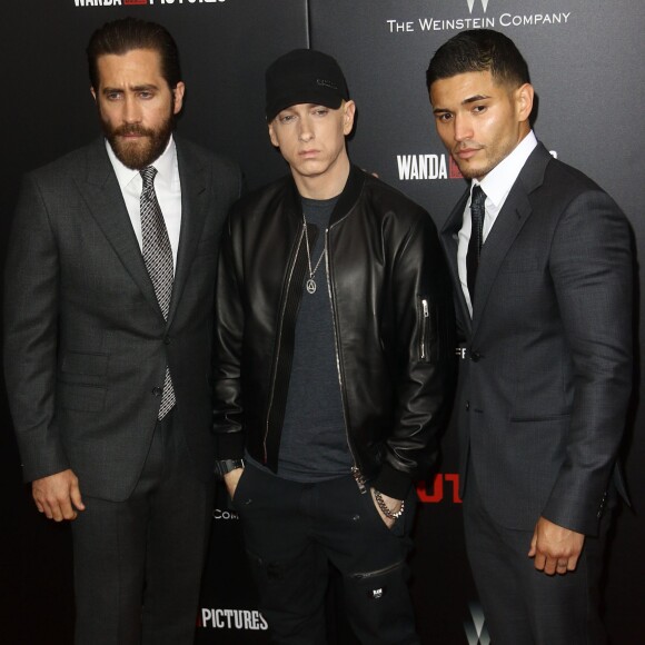 Jake Gyllenhaal, Eminem, Miguel Gomez - Première du film "Southpaw" à New York le 20 juillet 2015.