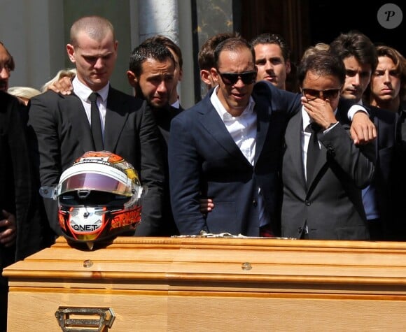 Pastor Maldonao et Felipe Massa lors des obsèques de Jules Bianchi en la cathédrale Sainte-Réparate à Nice, le 21 juillet 2015
