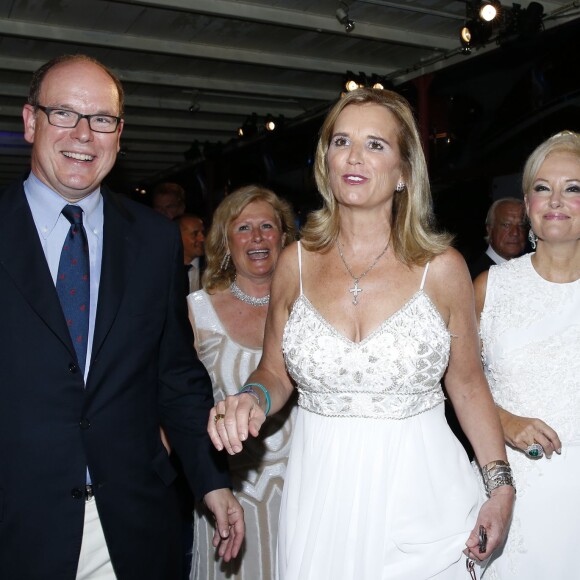 Exclusif - Le prince Albert II de Monaco, Kerry Kennedy, Marquise Roberta Gilardi Sestito - Soirée "I defend Gala 2015", organisée pour la Fondation "Robert F. Kennedy Human Rights Europe" au Tunnel Riva à Monaco le 16 juillet 2015.