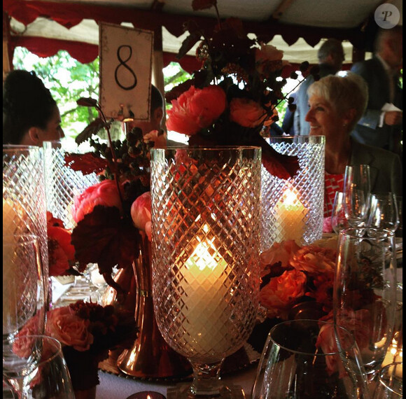 Décoration de table au mariage de Guy Richie et Jacqui Ainsley le 30 juillet 2015