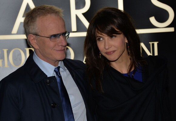 Sophie Marceau et son compagnon Christophe Lambert à Paris, le 21 janvier 2014. 