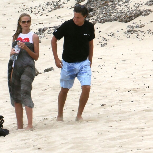 Heidi Klum et Vito Schnabel en vacances à la plage à Saint-Barthélémy le 3 juin 2015