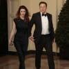 Elon Musk et sa femme Talulah arrivent pour dîner avec Barack Obama et Michelle Obama à la Maison Blanche, Washington, le 11 février 2014