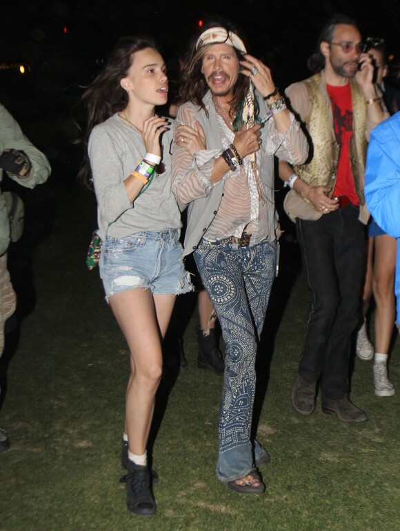 Steven Tyler et sa fille Chelsea - People lors 2ème jour du festival de Coachella, le 12 avril 2014.
