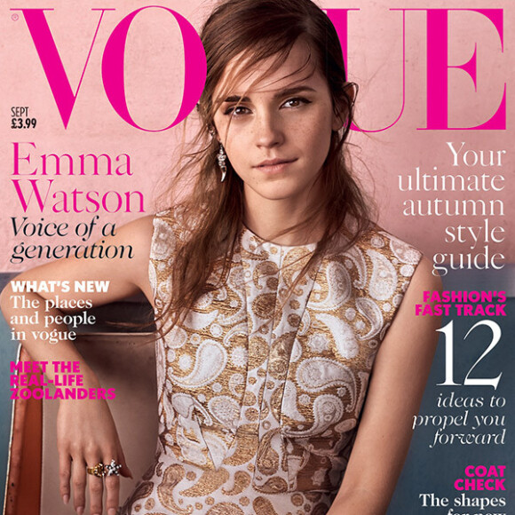 Emma Watson en couverture du numéro de septembre 2015 de Vogue UK. Shootée par Mario Testino et habillée par Stella McCartney.