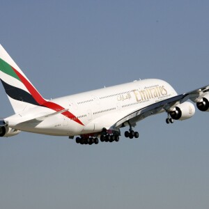 L'Airbus A380 d'Emirates à Dubai, le 29 juillet 2008.