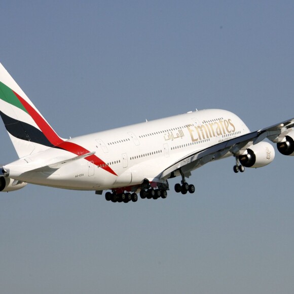 L'Airbus A380 d'Emirates à Dubai, le 29 juillet 2008.
