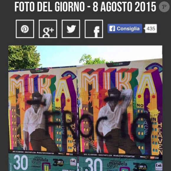 Mika remonté contre l'homophobie après que ses affiches ont été vandalisées en Italie, le 8 août 2015.