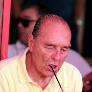 Jacques Chirac à Sénéquier, à Sainty Tropez, le 10 août 2012