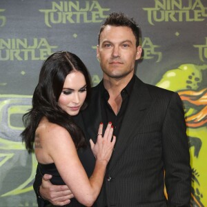 Megan Fox et son mari Brian Austin Green - Première du film "Teenage Mutant Ninja Turtles" à Berlin, le 5 octobre 2014.