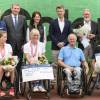 Le prince Frederik de Danemark, parrain de la Fédération danoise de tennis, assistait le 19 août 2015 aux finales des championnats handisport, avant de remettre les trophées et de se faire épingler en reconnaissance de ses travaux.