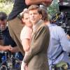 Kristen Stewart et Jesse Eisenberg sur le tournage du nouveau film de Woody Allen le 21 août 2015.