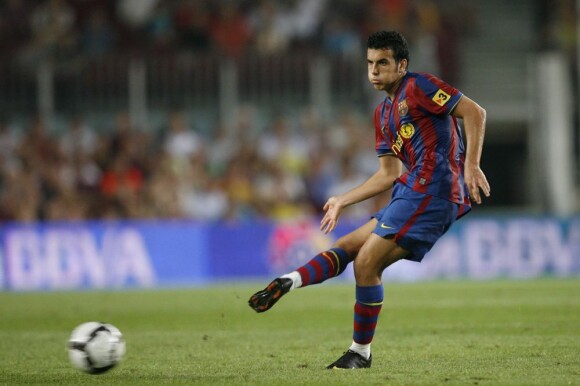 Pedro Rodriguez lors de FC Barcelone-Sporting Gijon au Camp Nou le 31 août 2009.