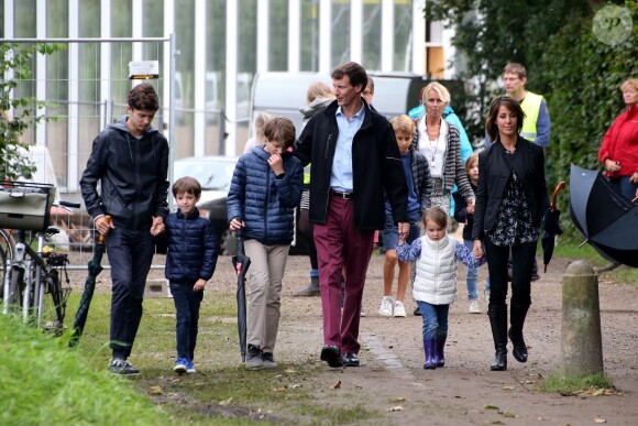 Le prince Nikolai, le prince Henrik, le prince Felix, le prince Joachim, la princesse Athena et la princesse Marie de Danemark au Festival de musique de Tønder, dont Marie est la marraine, le 30 août 2015.