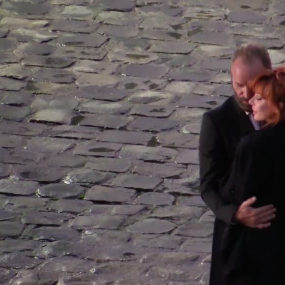 Sting et Mylène Farmer sur le tournage du clip "Stolen Car" à Paris, septembre 2015.