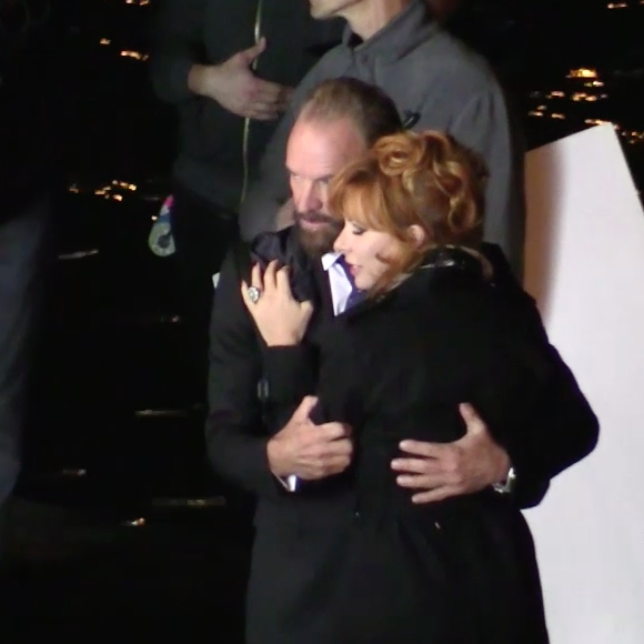 Sting et Mylène Farmer sur le tournage du clip "Stolen Car" à Paris, septembre 2015.