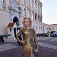 Lynn Wyatt arrivant le 5 septembre 2015 au dîner de gala de la Princess Grace Foundation - USA au palais princier à Monaco. L'acteur Robert Redford s'est vu remettre le Prince Rainier III Award, et le réalisateur Cary Joji Fukunaga (True Detective) le Princess Grace Statue Award.