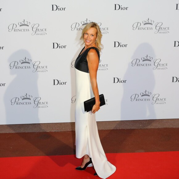 Estelle Lefébure le 5 septembre 2015 au palais princier à Monaco, lors du dîner de gala de la Princess Grace Foundation - USA qui a récompensé l'acteur Robert Redford (Prix Prince Rainier III) et le réalisateur Cary Joji Fukunaga (Prix Princesse Grace).