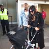 Kim Kardashian, Kanye West et leur fille North arrivent à l'aéroport JFK à New York. Le 6 septembre 2015.