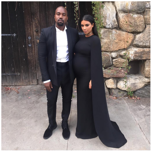 Kanye West et Kim Kardashian assistent au mariage de Steve Stoute à New York. Photo publiée le 7 septembre 2015.