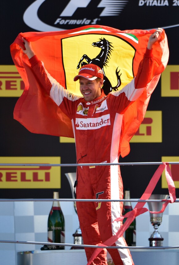 Sebastian Vettel après avoir terminé second du Grand Prix d'Italie à Monzale 6 septembre 2015