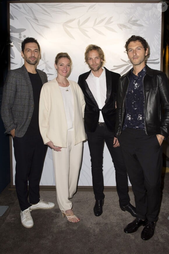 Simon Buret, Olivier Coursier du groupe Aaron, Kate Moran et Andy Gillet assistent à la soirée d'inauguration du Musée Ephémère Chaumet, au 12 Place Vendôme. Paris, le 12 septembre 2015.