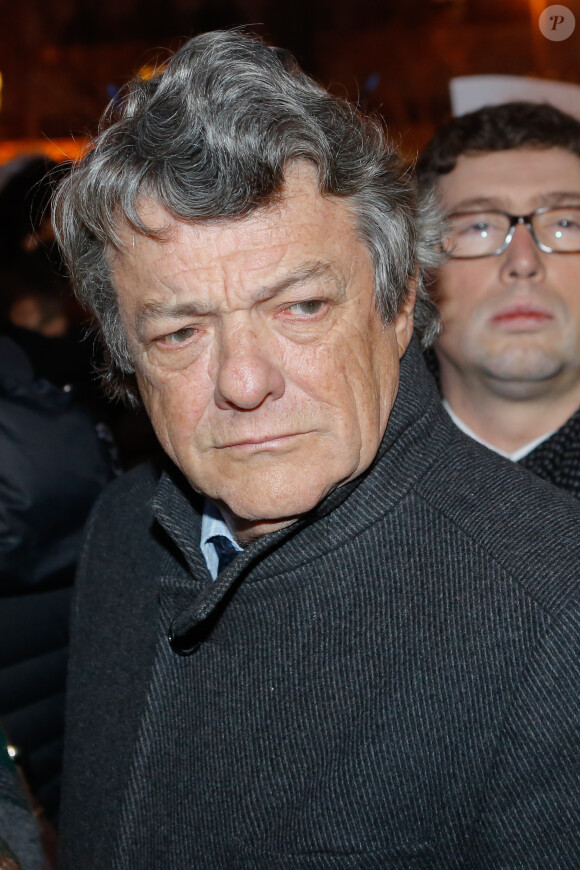 Jean-Louis Borloo lors du rassemblement sur la place de la République suite à l'attentat de Charlie Hebdo à Paris le 7 janvier 2015