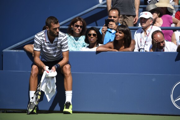 Benoît Paire et Shy'm lors du huitième de finale du Français à l'USTA Billie Jean King National Tennis Center de Flushing dans le Queens à New York le 6 septembre 2015