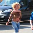 Britney Spears et Iggy Azalea sur le tournage de leur nouveau clip à Studio City, le 10 avril 2015.