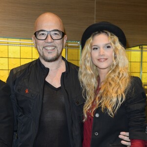 Exclusif - Pascal Obispo et sa compagne Julie Hantson - Cocktail à l'occasion du lancement du modèle Breitling Cockpit B50 à Paris le 9 avril 2015