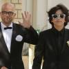 Pascal Obispo et son fils Sean - Mariage civil et religieux de Pascal Obispo et Julie Hantson à la mairie et en l'église Notre-Dame-des-Flots au Cap-Ferret le 19 septembre 2015