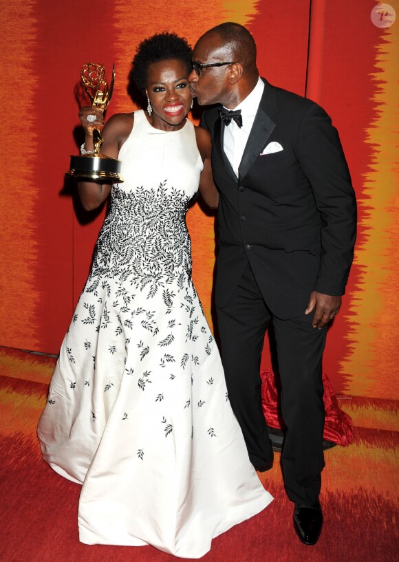Viola Davis et son époux à la soirée HBO après la 67e cérémonie des Emmy Awards à Los Angeles, le 20 setpembre 2015.