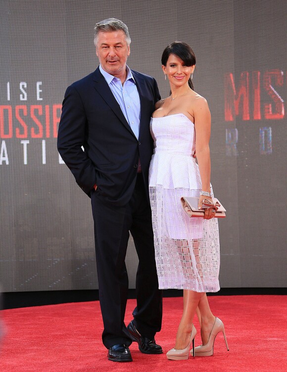 Alec Baldwin et sa femme Hilaria - Première de Mission Impossible Rogue Nation à New York le 27 juillet 2015.