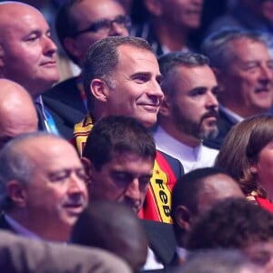 Le roi Felipe VI d'Espagne le 20 septembre 2015 lors de la victoire de l'Espagne contre la Lituanie en finale de l'Euro 2015 de basket au stade Pierre-Mauroy de Villeneuve d'Ascq.