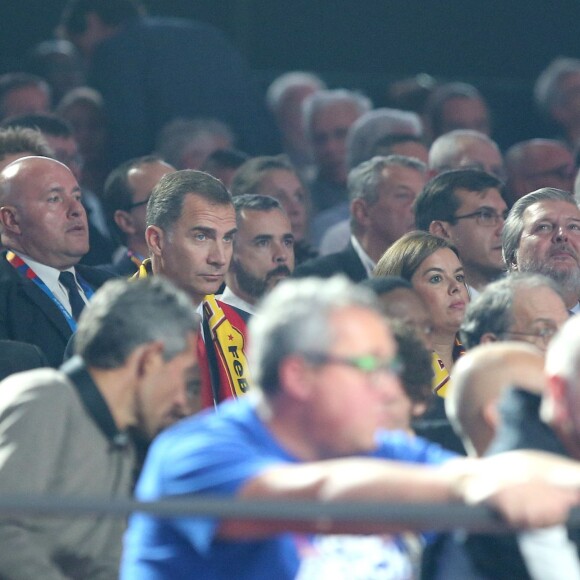 Le roi Felipe VI d'Espagne le 20 septembre 2015 lors de la victoire de l'Espagne contre la Lituanie en finale de l'Euro 2015 de basket au stade Pierre-Mauroy de Villeneuve d'Ascq.