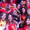 Helen Lindes, épouse de Rudy Fernandez, et les autres compagnes de joueurs ont pu savourer le succès espagnol le 20 septembre 2015 en finale de l'Euro 2015 de basket au stade Pierre-Mauroy de Villeneuve d'Ascq.