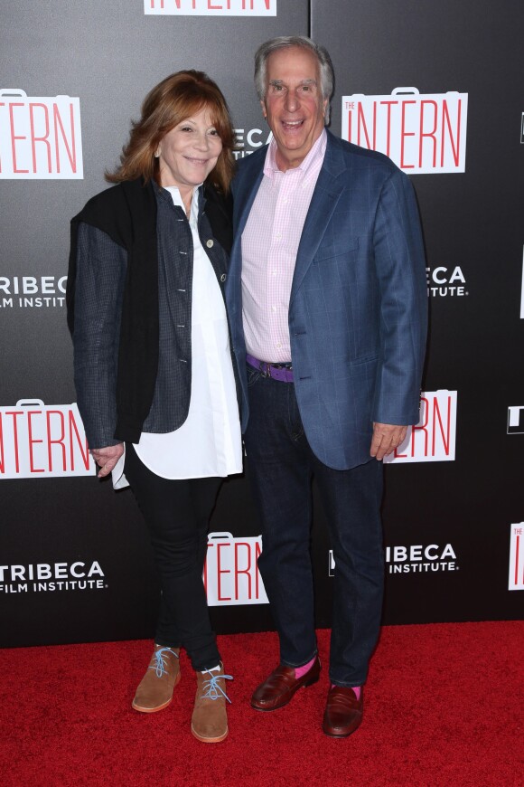 Henry Winkler et sa femme Stacey Weitzman - Avant-première de 'The Intern' au Ziegfeld Theatre à New York, le 21 septembre 2015