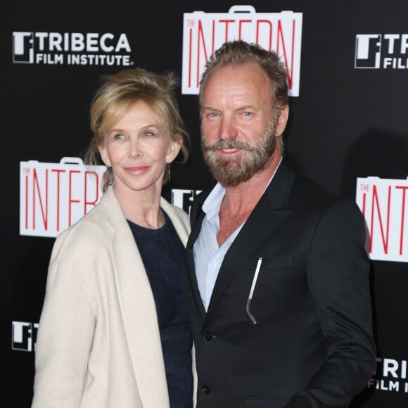 Sting et sa femme Trudie Styler - Avant-première de 'The Intern' au Ziegfeld Theatre à New York, le 21 septembre 2015