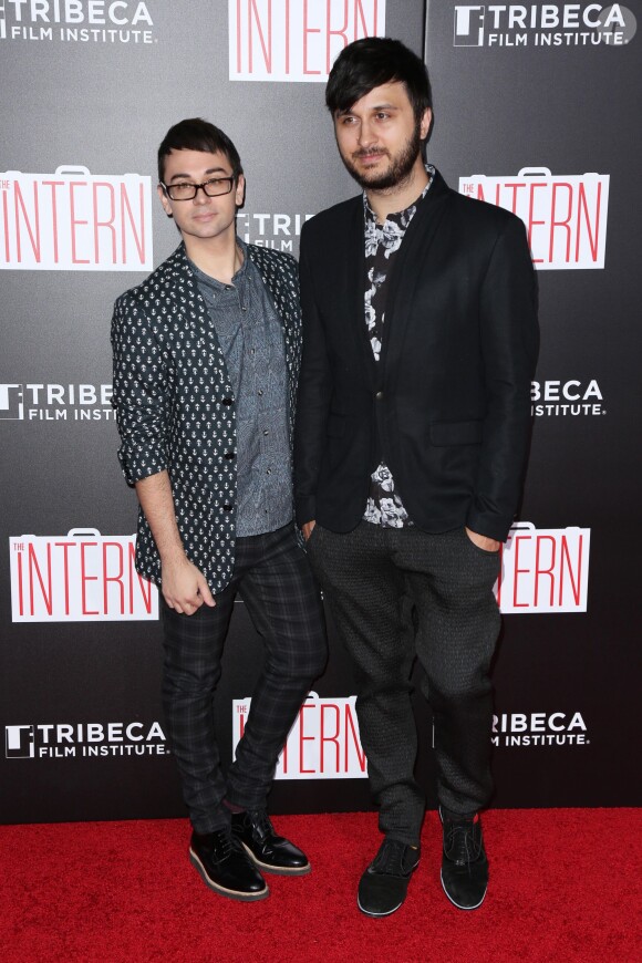 Christian Siriano (designer) et son compagnon le chanteur Brad Walsh - Avant-première de 'The Intern' au Ziegfeld Theatre à New York, le 21 septembre 2015