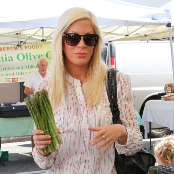 Tori Spelling, son mari Dean McDermott et leurs enfants Liam, Stella, Hattie et Finn font du shopping au Farmers Market à Studio City, le 23 août 2015.