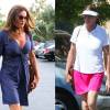 À gauche, Caitlyn Jenner se rend au cinéma, en petite robe très décolletée, le 21 septembre. À droite, en tenue de sport à Los Angeles le 17 spetembre 2015.