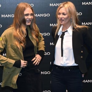 Cara Delevingne et Kate Moss sont les stars de la campagne publicitaire automne-hiver 2015 de Mango. Elle ont célébré l'ouverture de la nouvelle boutique de la maison à Milan en Italie le 23 septembre 2015.